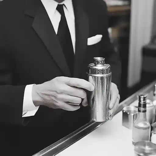 private bartender holding a cocktail shaker