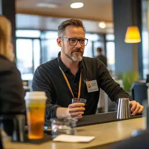 bartending expert advising a planner on a open bar guide