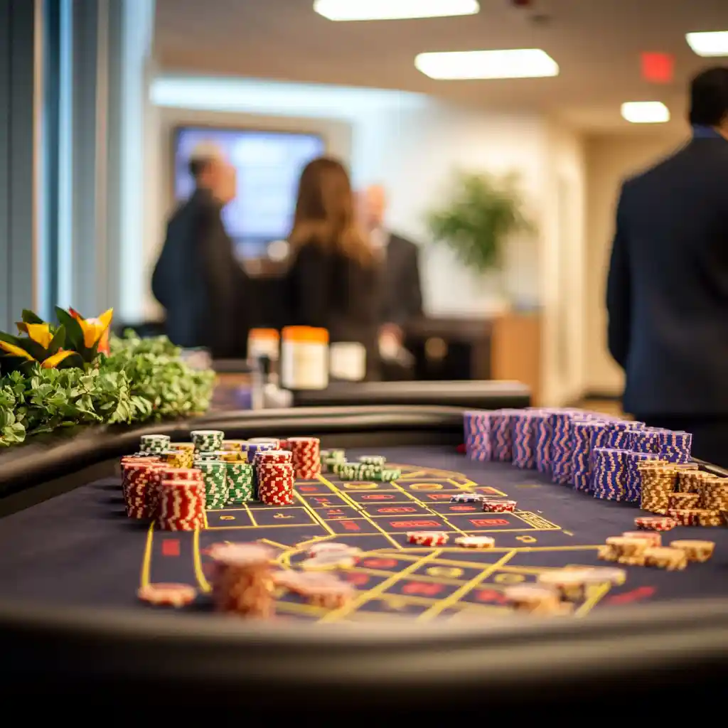 a gambling table at a corporate casino party