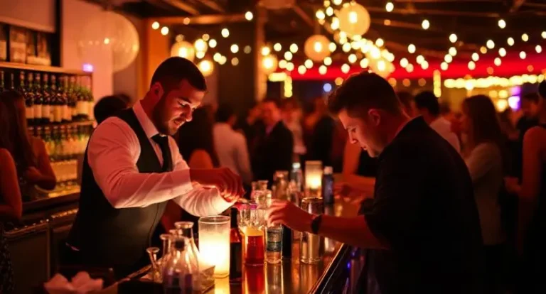 Branded bar setup at Ultra Music Week—stand out with professional bartending services in Miami