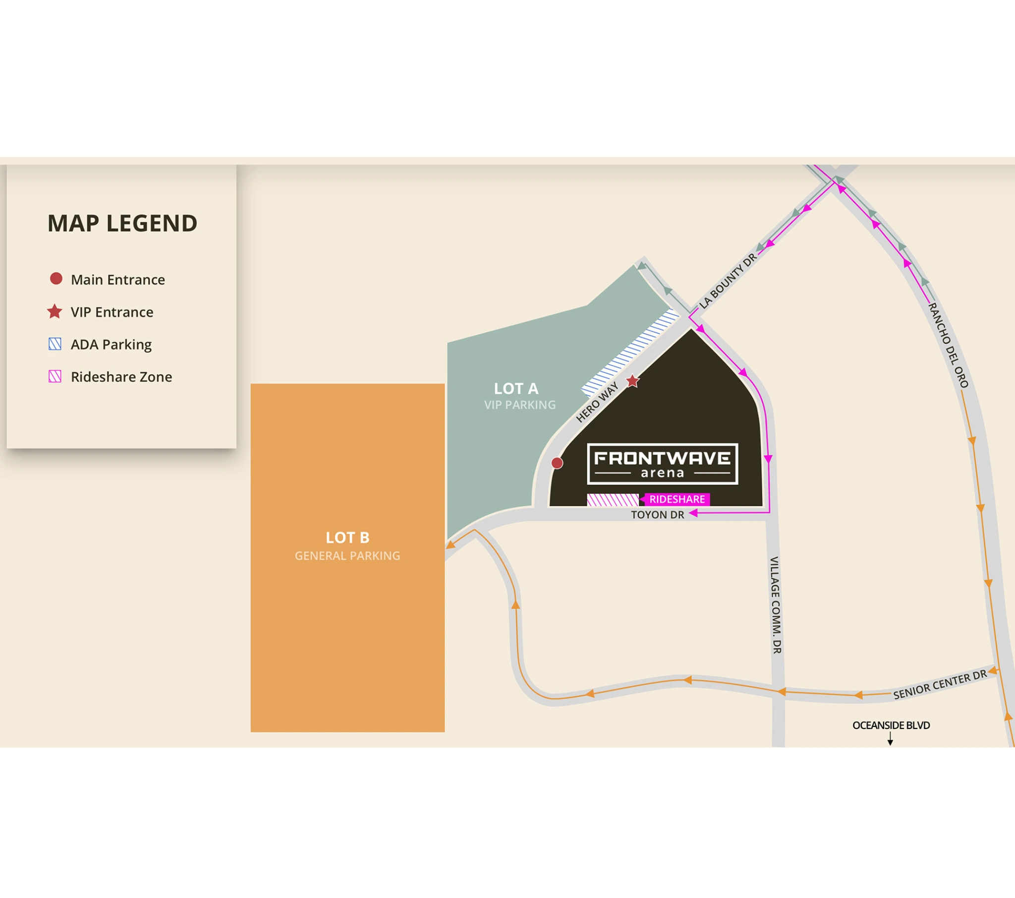 Frontwave Arena infrastructure map