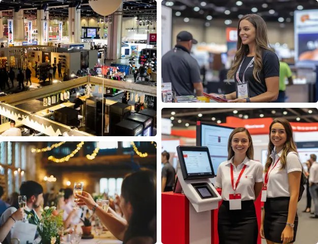 trade show experts from premier staff servicing booths and support tasks