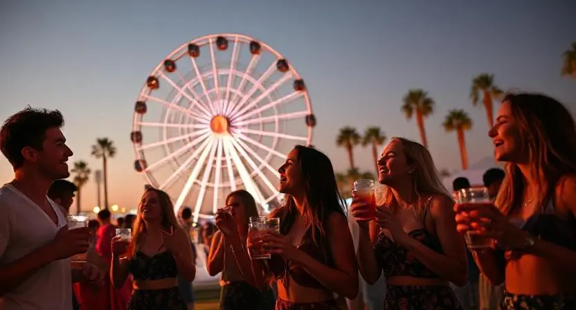 a group of women drinking at a coachella